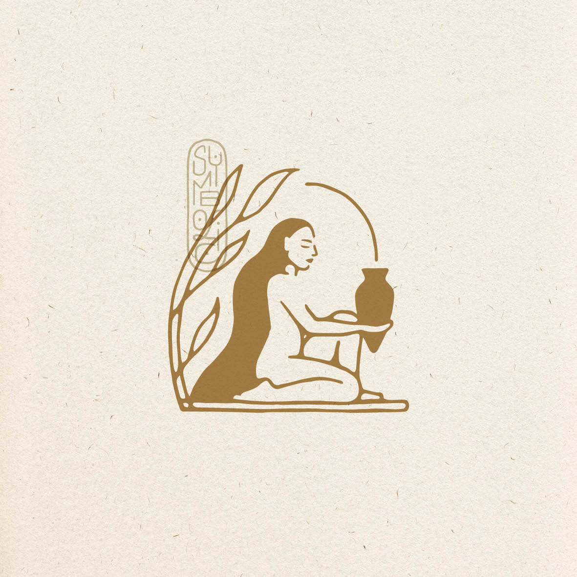 Vrouw onder boom met amfoor - Logo